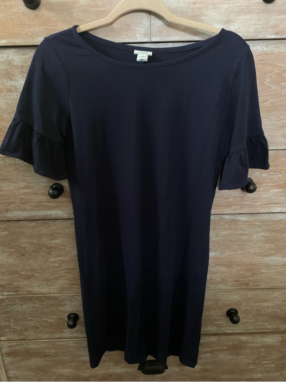 J Crew navy flutter sleeve shirt dress
